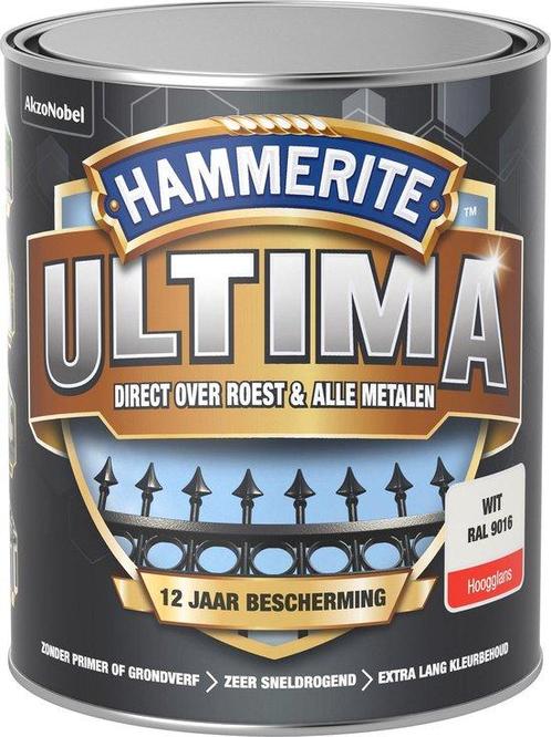 Hammerite ultima metaallak 3 in 1 hoogglans, 750 ml, wit ral, Doe-het-zelf en Verbouw, Verf, Beits en Lak, Nieuw, Verzenden