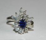 Ring - 18 karaat Witgoud Saffier - Diamant, Nieuw