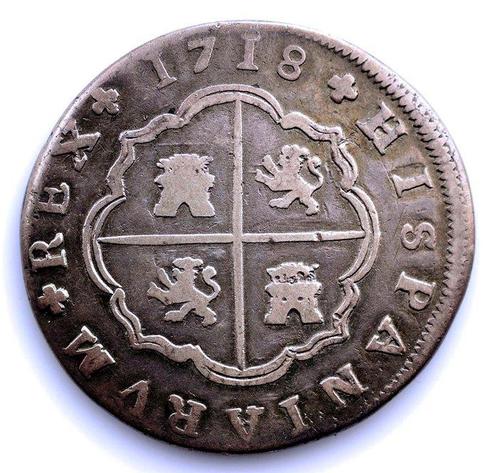 Spanje. Felipe V. 8 Reales 1718 M. Sevilla - Escasa, Postzegels en Munten, Munten | Europa | Niet-Euromunten