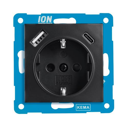 ION | Wandcontactdoos RA | met USB en USB-C, Doe-het-zelf en Verbouw, Elektra en Kabels, Schakelaar, Nieuw, Ophalen of Verzenden