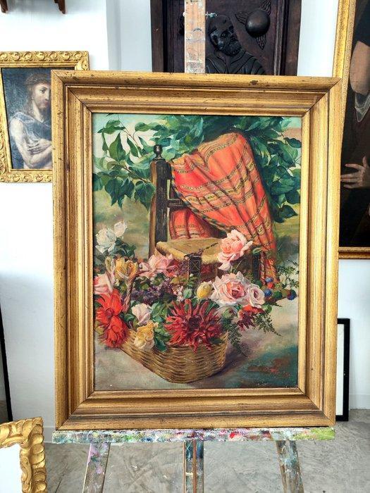 Francisco Cortina García de Mora (1879-1950) - Cesta de, Antiek en Kunst, Kunst | Schilderijen | Klassiek