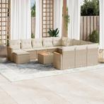 vidaXL 13-delige Loungeset met kussens poly rattan beige, Tuin en Terras, Verzenden, Nieuw, Rotan, Loungeset