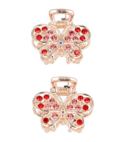 Haarklem Vlinder Metaal Strass 2,5cm Roze Rood, Sieraden, Tassen en Uiterlijk, Uiterlijk | Haarverzorging, Verzenden
