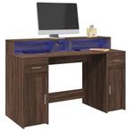 vidaXL Bureau met LED-verlichting 140x55x91 cm hout bruin, Verzenden, Nieuw
