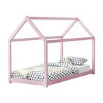Kinderbed Netstal houten bed huisbed 90x200 cm roze, Nieuw, Verzenden