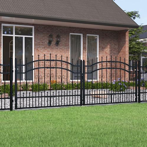 vidaXL Poort met spijlpunten 305x151 cm gepoedercoat staal, Tuin en Terras, Tuinpoorten, Nieuw, Verzenden