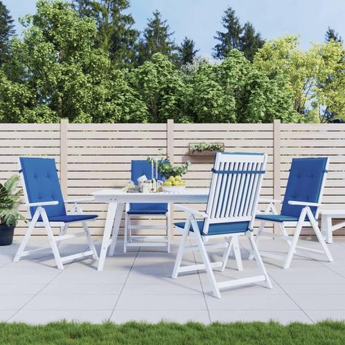 vidaXL Tuinstoelkussens 4 st hoge rug 120x50x3 cm stof, Huis en Inrichting, Woonaccessoires | Kussens, Blauw, Nieuw, Verzenden