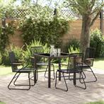 vidaXL 5 Delige Tuin Eettafel Set Zwart PVC Riet, Verzenden, Nieuw, Kunststof