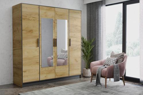Kledingkast blanes 207 cm Eiken Zwart 1 (Kledingkasten), Huis en Inrichting, Kasten | Kledingkasten, Nieuw, Overige houtsoorten