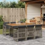 vidaXL 7-delige Tuinset met kussens poly rattan grijs, 6 zitplaatsen, Nieuw, Tuinset, Verzenden
