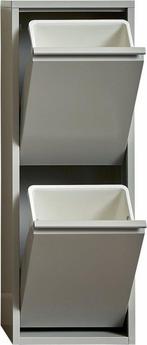 Prullenbak 2 vakken - Afvalemmer 30 Liter-Metaal-33x25x93cm, Ophalen, Nieuw, 30 tot 40 liter, Metaal