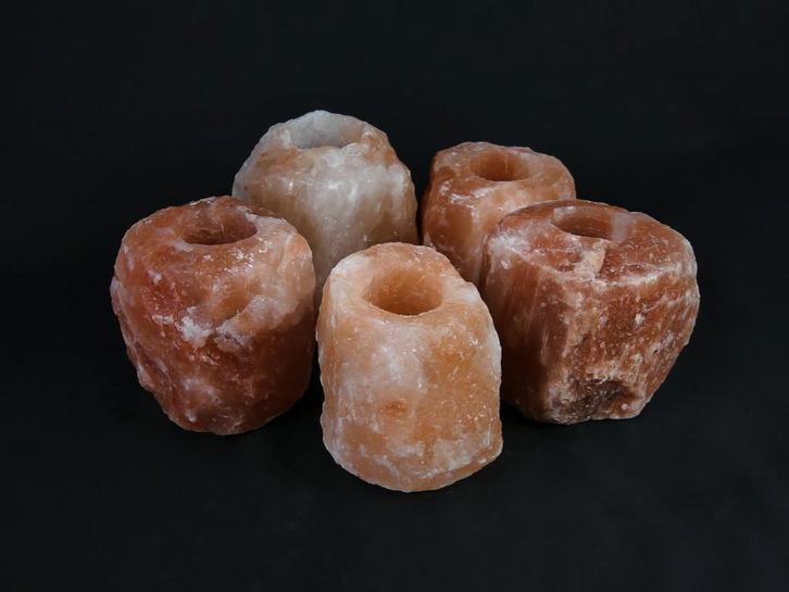 5x Waxinelichthouder / Theelichthouder Zoutsteen Himalaya..., Antiek en Kunst, Antiek | Glas en Kristal, Ophalen of Verzenden