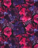 Viscose Stretch Rosella Bloemen Blauw/Roze, Hobby en Vrije tijd, Stoffen en Lappen, Nieuw, Blauw