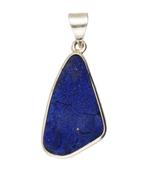 Zilveren Lapis Lazuli vrije vorm ruw kettinghanger, Verzenden, Nieuw