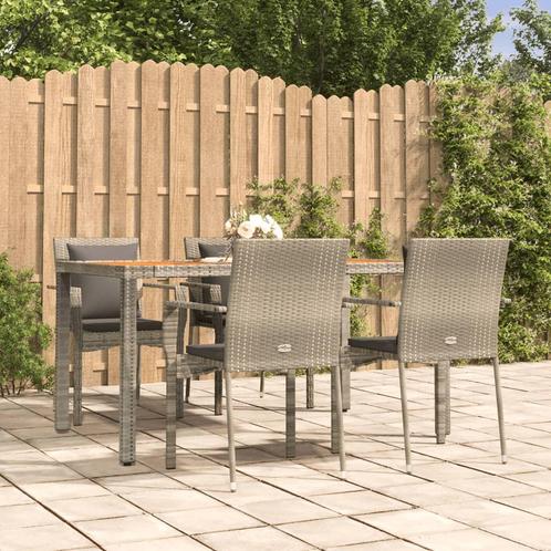 vidaXL 5-delige Tuinset met kussens poly rattan grijs, Tuin en Terras, Tuinsets en Loungesets, Tuinset, Nieuw, 4 zitplaatsen, Rotan