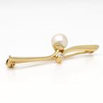 Broche - 18 karaat Geel goud - Diamant - Parel
