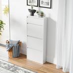Schoenenkast Sokndal 4 kleppen wit 118x50x15 cm [en.casa], Verzenden, Nieuw