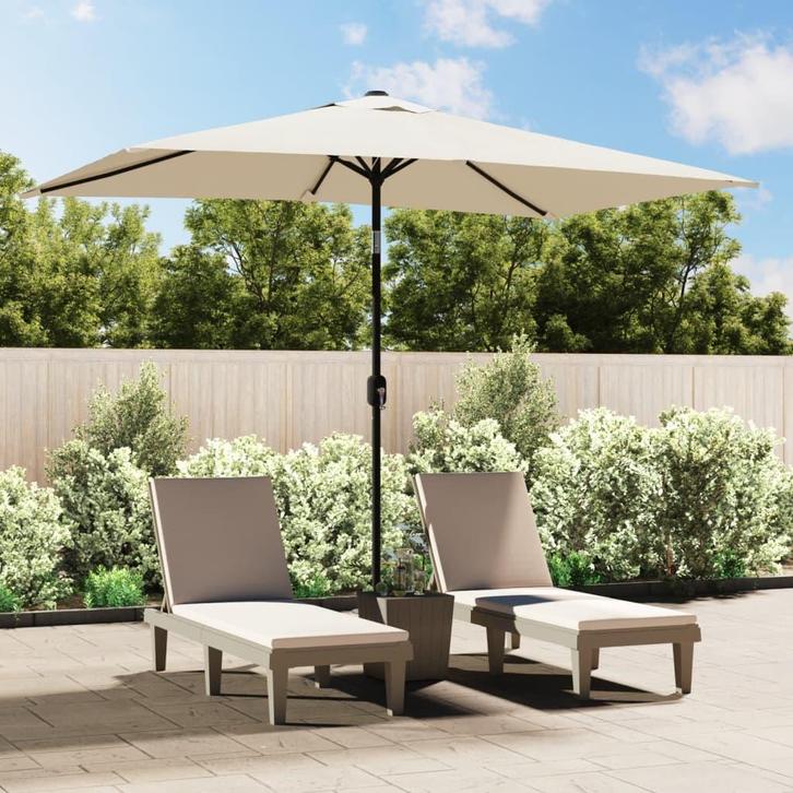 vidaXL Parasol vierhoekig zandwit 200 x 300 cm, Tuin en Terras, Parasols, Nieuw, 3 tot 4 meter, Verzenden