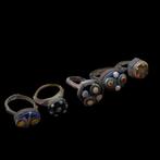 Post-middeleeuws Brons, een lot van 5 Ring - mozaïek glas, Sieraden, Tassen en Uiterlijk, Antieke sieraden
