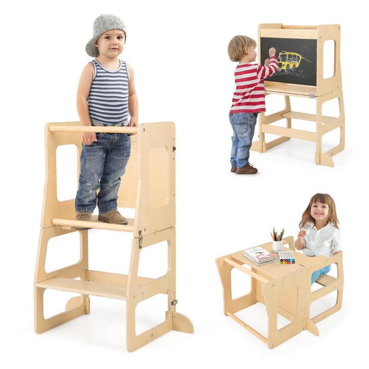 LIVSK 3-in-1 Converteerbaar Opstapje - Trapje, Krijtbord, Ta, Kinderen en Baby's, Kinderkamer | Overige Meubels, Nieuw, Verzenden