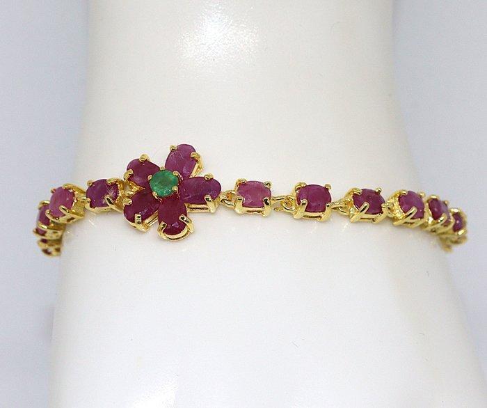 Zonder Minimumprijs - Armband Zilver - 7.25ct. tw. Robijn -, Sieraden, Tassen en Uiterlijk, Armbanden