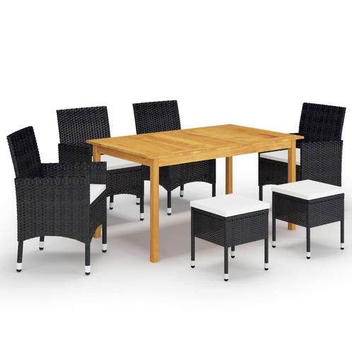 vidaXL 7-delige Tuinset zwart, Tuin en Terras, Tuinsets en Loungesets, Tuinset, Nieuw, 6 zitplaatsen, Hardhout, Verzenden