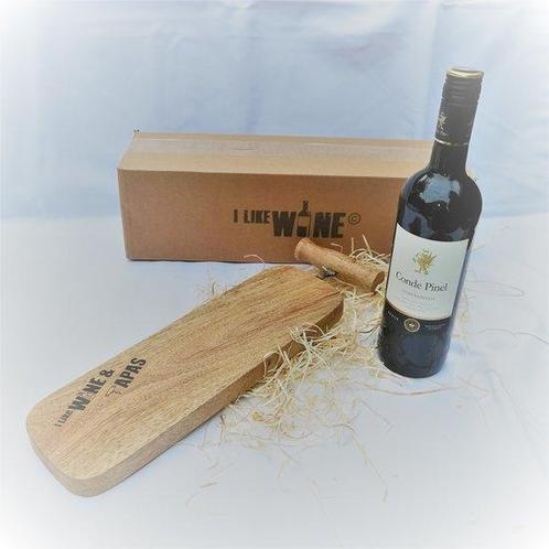 Conde Pinel Tempranillo met I Like Wine & Tapasplank, Verzamelen, Wijnen, Verzenden