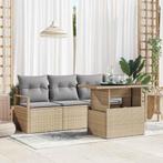 vidaXL Tuin Sofa Set met opslag 5 pcs Beige Poly riet, Tuin en Terras, Verzenden, Nieuw, Rotan