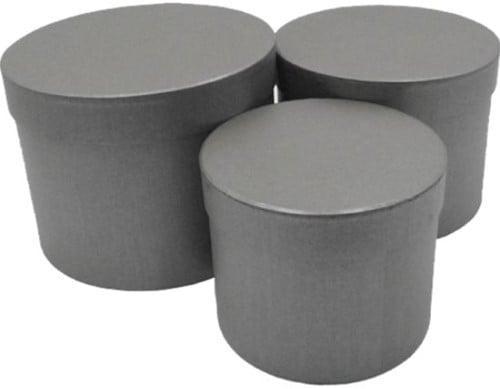 Bloemendoos Set van 3 rond Grijs flowerbox cadeau doos, Hobby en Vrije tijd, Knutselen, Nieuw, Ophalen of Verzenden