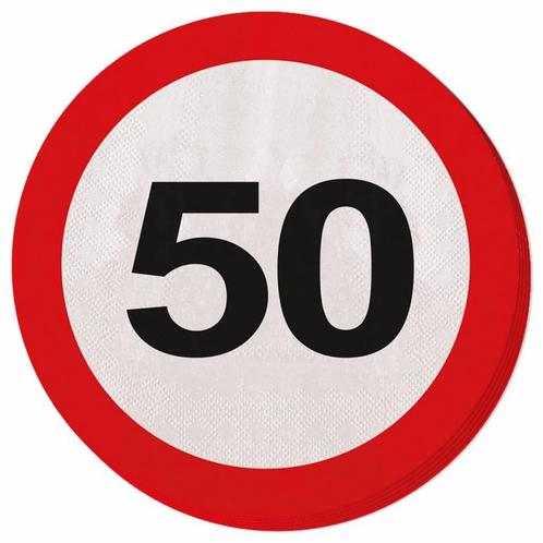 Servetten 50 Jaar Verkeersbord 33cm 20st, Hobby en Vrije tijd, Feestartikelen, Nieuw, Verzenden