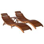 vidaXL Ligbedden met theetafel 3-delig massief acaciahout, Tuin en Terras, Ligbedden, Verzenden, Nieuw