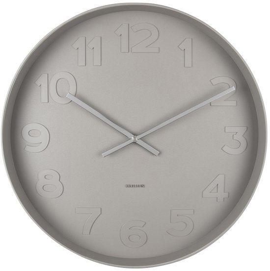 2dekans | Karlsson Wandklok Mr. Grey - Grijs - Ø51cm -, Huis en Inrichting, Woonaccessoires | Klokken, Zo goed als nieuw, Ophalen of Verzenden