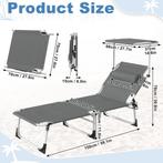 Ligbed - Ligstoel - Zonnebed - Opvouwbaar - Antraciet - Aufu, Verzenden, Zo goed als nieuw