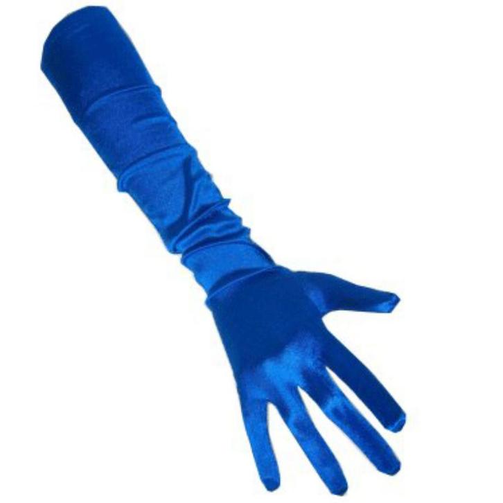 Satijnen handschoenen blauw - Party handschoenen, Hobby en Vrije tijd, Feestartikelen, Ophalen of Verzenden
