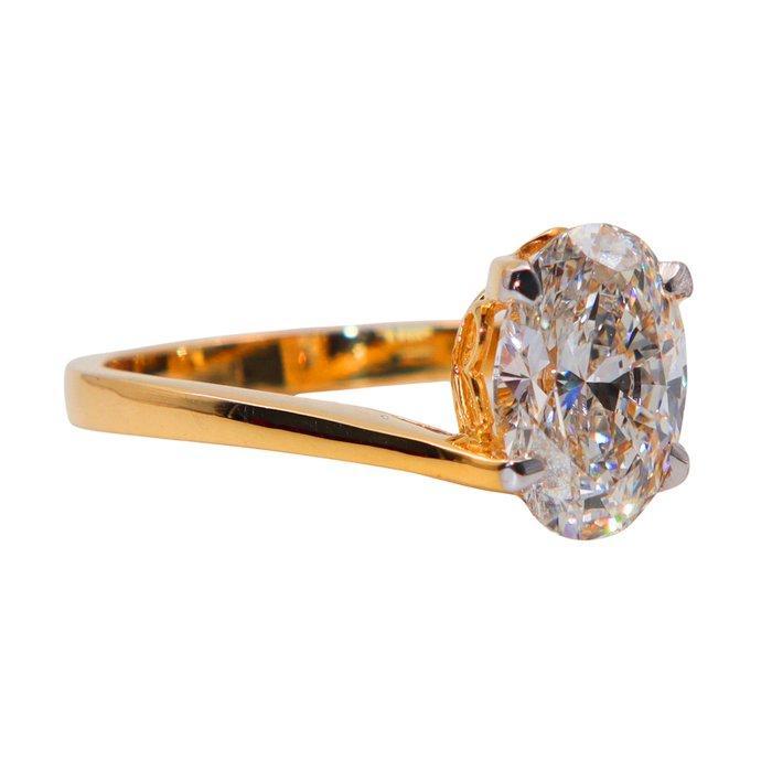 Ring - 14 karaat Geel goud - 2.02ct. tw. Diamant (Lab-grown), Sieraden, Tassen en Uiterlijk, Ringen