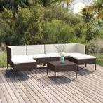 vidaXL 7-delige Loungeset met kussens poly rattan bruin, Verzenden, Nieuw, Rotan, Loungeset