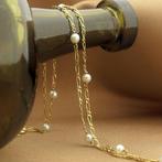 18 krt. Vintage gouden ketting met parels., Gebruikt, Overige kleuren, Ophalen of Verzenden, Met edelsteen