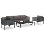 vidaXL 6-delige Loungeset met kussens poly rattan antraciet, Verzenden, Nieuw, Rotan, Loungeset