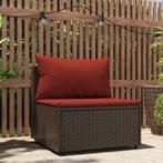 vidaXL Tuinmiddenbank met kussens poly rattan bruin, Tuin en Terras, Tuinsets en Loungesets, Verzenden, Nieuw, Rotan