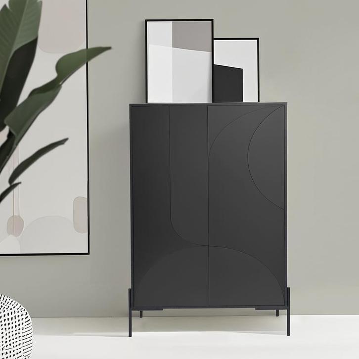 Wandkast - zwart - 78 x 35 x 120 cm, Huis en Inrichting, Kasten | Wandmeubels, Nieuw, 150 tot 200 cm, Verzenden