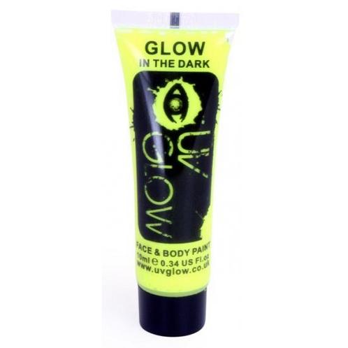 Glow in the dark schmink voor gezicht en lichaam geel - Sc.., Hobby en Vrije tijd, Feestartikelen, Ophalen of Verzenden