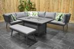 Sorrento Loungeset Hoekbank met Vuurtafel Aluminium Dark Gre, Tuin en Terras, Loungeset, 7 zitplaatsen, Nieuw, Aluminium