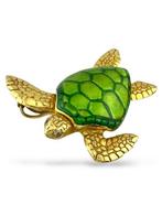 Broche - 18 karaat Geel goud, 18K geelgouden schildpadspeld