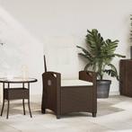 vidaXL Verstelbare tuinstoel Bruin en Crème 56 x 60 x 112 cm, Verzenden, Nieuw, Rotan