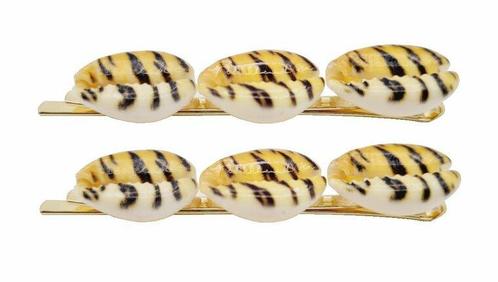 Haarspeld Schuifspeldjes Schelpen Tijger Print Geel Goud, Sieraden, Tassen en Uiterlijk, Uiterlijk | Haarverzorging, Verzenden