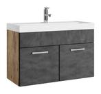 Badkamermeubel Set Paso 01 80 x 40 cm Kastanje Grijs, Huis en Inrichting, Badkamer | Badkamermeubels, Verzenden, Nieuw, Wastafelkast
