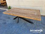 Massief Oud Houten Eettafel Incl. Stalen Onderstel 200cm