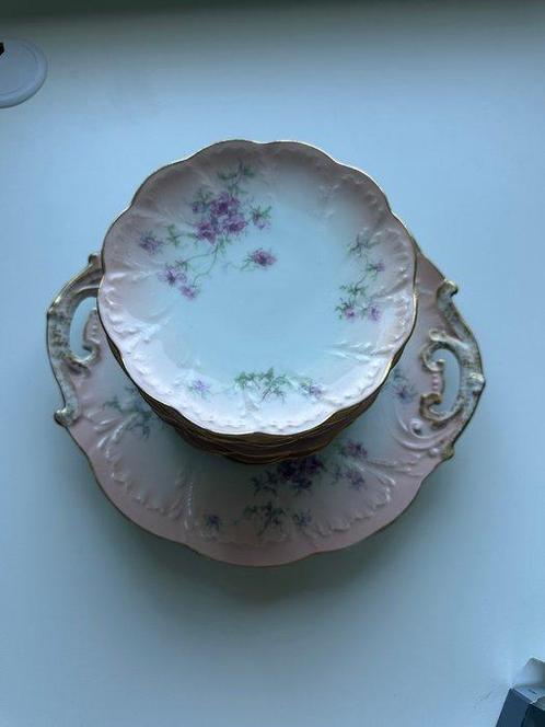 Limoges - Bord (13) - Porselein - prachtig dessertset, Antiek en Kunst, Antiek | Glas en Kristal