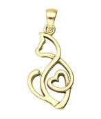 Gouden Poesje met hart opengewerkt kettinghanger, Sieraden, Tassen en Uiterlijk, Kettinghangers, Verzenden, Nieuw