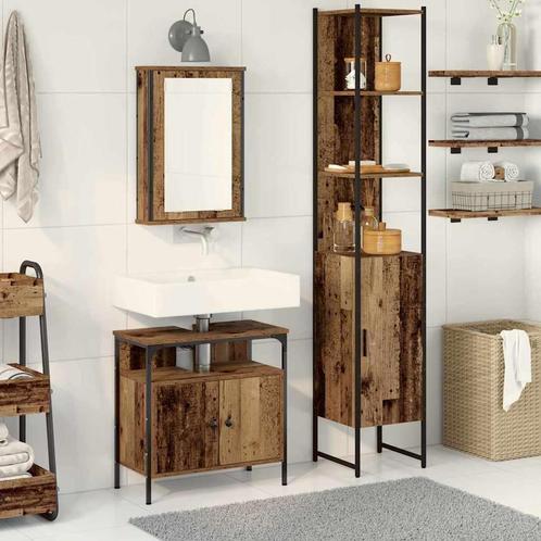 vidaXL Badkamermeubelset met plank 3 pcs Oud hout 33 x 33 x, Huis en Inrichting, Badkamer | Badkamermeubels, Nieuw, Verzenden